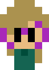 Image. Simple pixel art of me. I am a white woman with long, dark blonde hair, purple glasses, and dark teal clothes.
