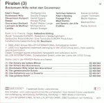 Image. Back cover for 'Bootsmann Willy rettet den Gouverneur,' with the credits and copyright information.