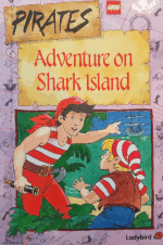 Image. Cover art for 'Adventure on Shark Island.' Will points Jimbo toward a ship out at sea.