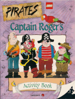 Image. Cover art for 'Captain Roger's Activity Book.' Roger stands smirking with a collection of frowning, cartoonish pirates.