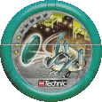 Image. City Slizer Disc, power level 3. The art on this disc depicts City Slizer emerging from a manhole and throwing a disc.