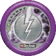 Image. Energy Slizer Disc, power level 2. The art on this disc depicts a lightning bolt symbol.