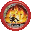 Image. Fire Slizer Disc, power level 6. The art on this disc depicts Fire Slizer confronting a giant fire monster.