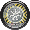 Image. Judge Slizer Disc, power level 2. The art on this disc depicts a symbol with seven arrows pointing out from a central circle.