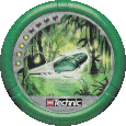 Image. Jungle Slizer Disc, power level 4. The art on this disc depicts Jungle Slizer's rectangular flying ship soaring low over a swamp.