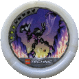 Image. Mutant Slizer Disc, power level 3. The art on this disc depicts Spark Slizer throwing a disc amidst purple flames.