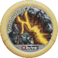 Image. Rock Slizer Disc, power level 7. The art on this disc depicts Fire Slizer's energy source: heavy water, a glowing orange liquid in the bottom of a chasm.