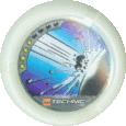 Image. Mutant Slizer Disc, power level 4. The art on this disc depicts the meteor striking Planet Slizer.