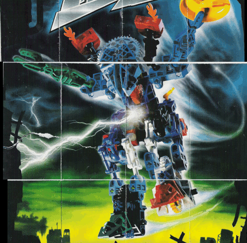 Image. Super Slizer. A tall, patchwork, humanoid robot. It has a reptilian face.